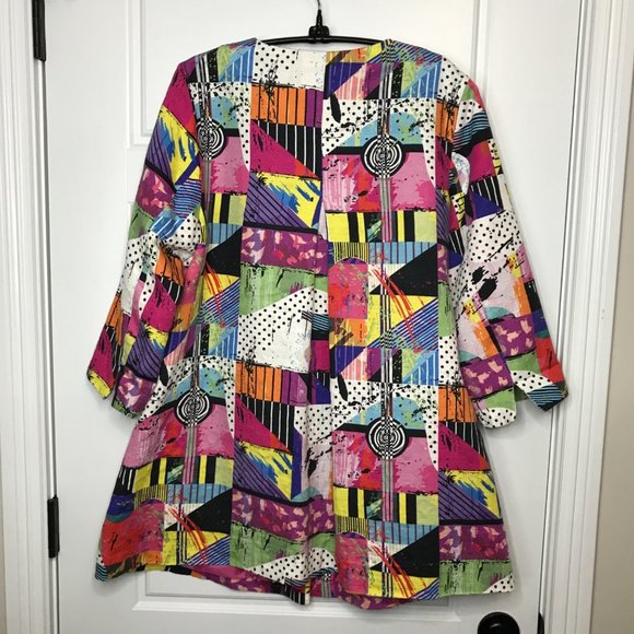 Luii Multicolored Textured 100% Cotton Art to Wear Jacket Women's M 3/4 Sleeves - Picture 3 of 11